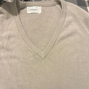 Dior Men's Light Beige V-Neck Sweater